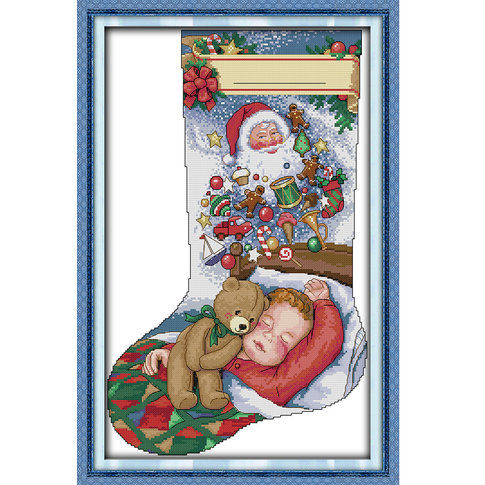 Christmas Stocking Dream - 16CT Stamped Cross Stitch 30*43CM(Joy Sunday)