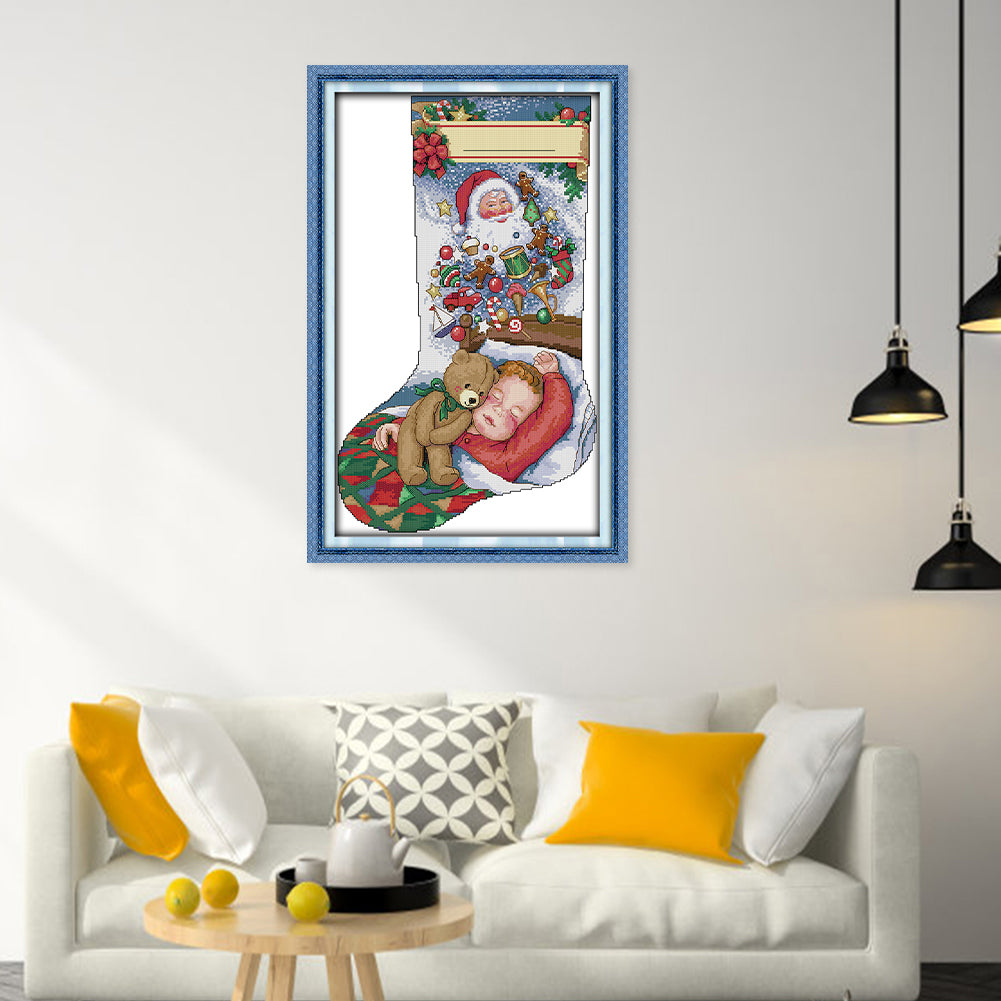 Christmas Stocking Dream - 16CT Stamped Cross Stitch 30*43CM(Joy Sunday)