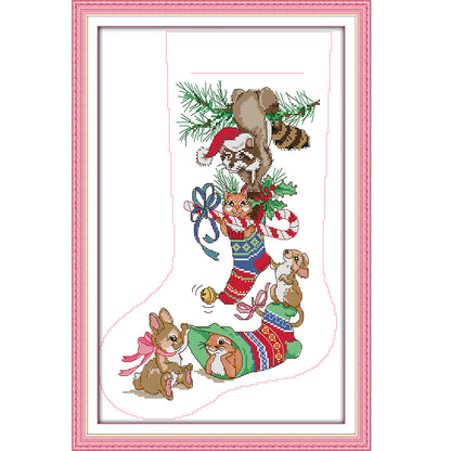 Christmas Socks - 16CT Stamped Cross Stitch 30*44CM(Joy Sunday)