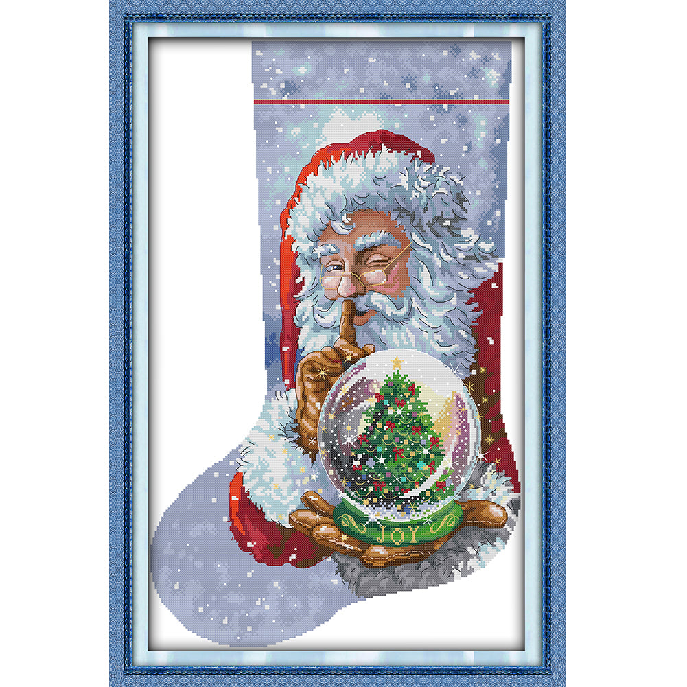 Santa Claus In Christmas Stocking - 16CT Stamped Cross Stitch 33*49CM(Joy Sunday)