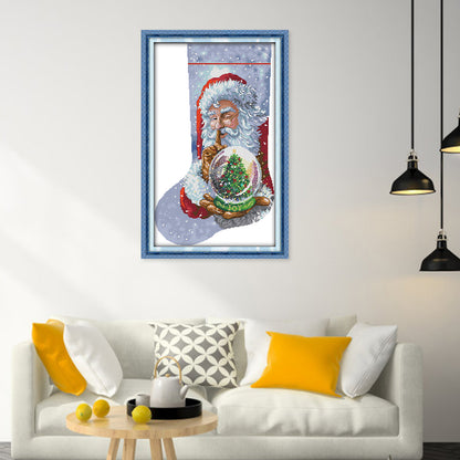 Santa Claus In Christmas Stocking - 16CT Stamped Cross Stitch 33*49CM(Joy Sunday)