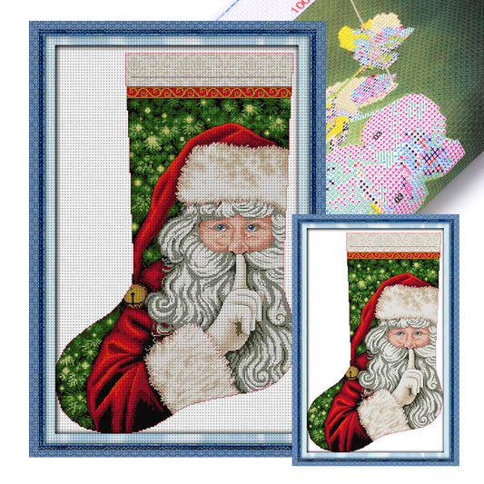 Santa Claus In Christmas Stocking - 16CT Stamped Cross Stitch 37*53CM(Joy Sunday)