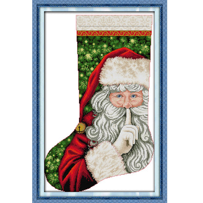 Santa Claus In Christmas Stocking - 16CT Stamped Cross Stitch 37*53CM(Joy Sunday)