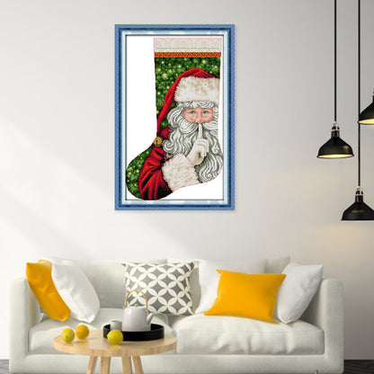 Santa Claus In Christmas Stocking - 16CT Stamped Cross Stitch 37*53CM(Joy Sunday)