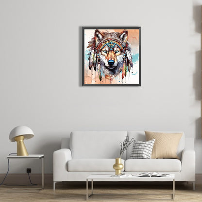 Indian Style Wolf - Full Round Drill Diamond Painting 30*30CM