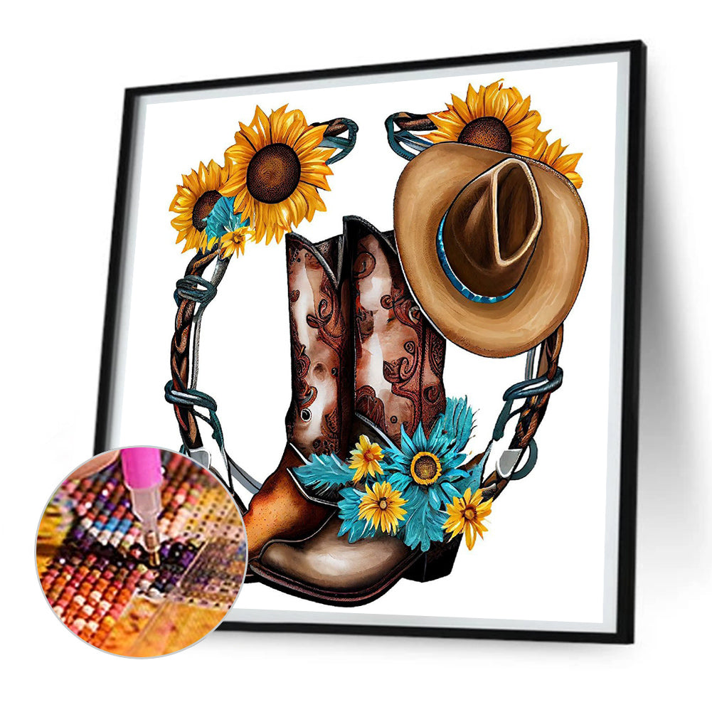 Western Cowboy Boots - Full Round Drill Diamond Painting 30*30CM