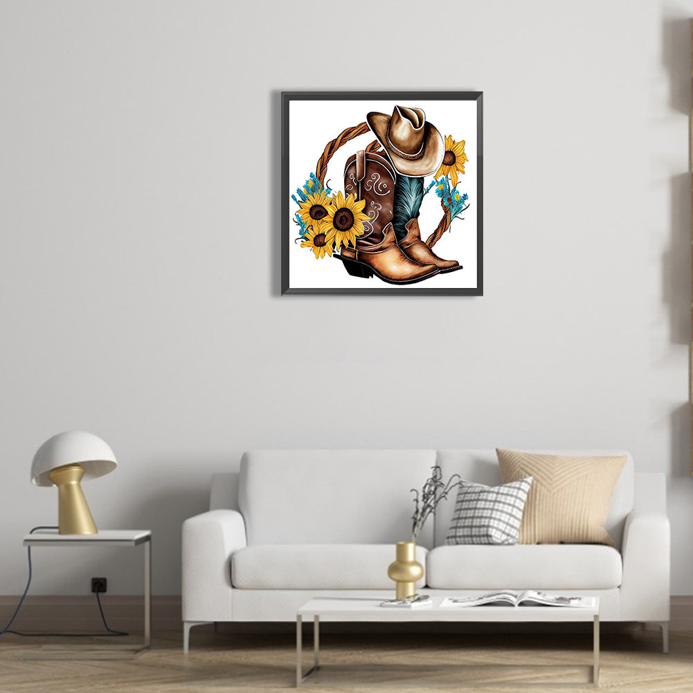 Western Cowboy Boots - Full Round Drill Diamond Painting 30*30CM