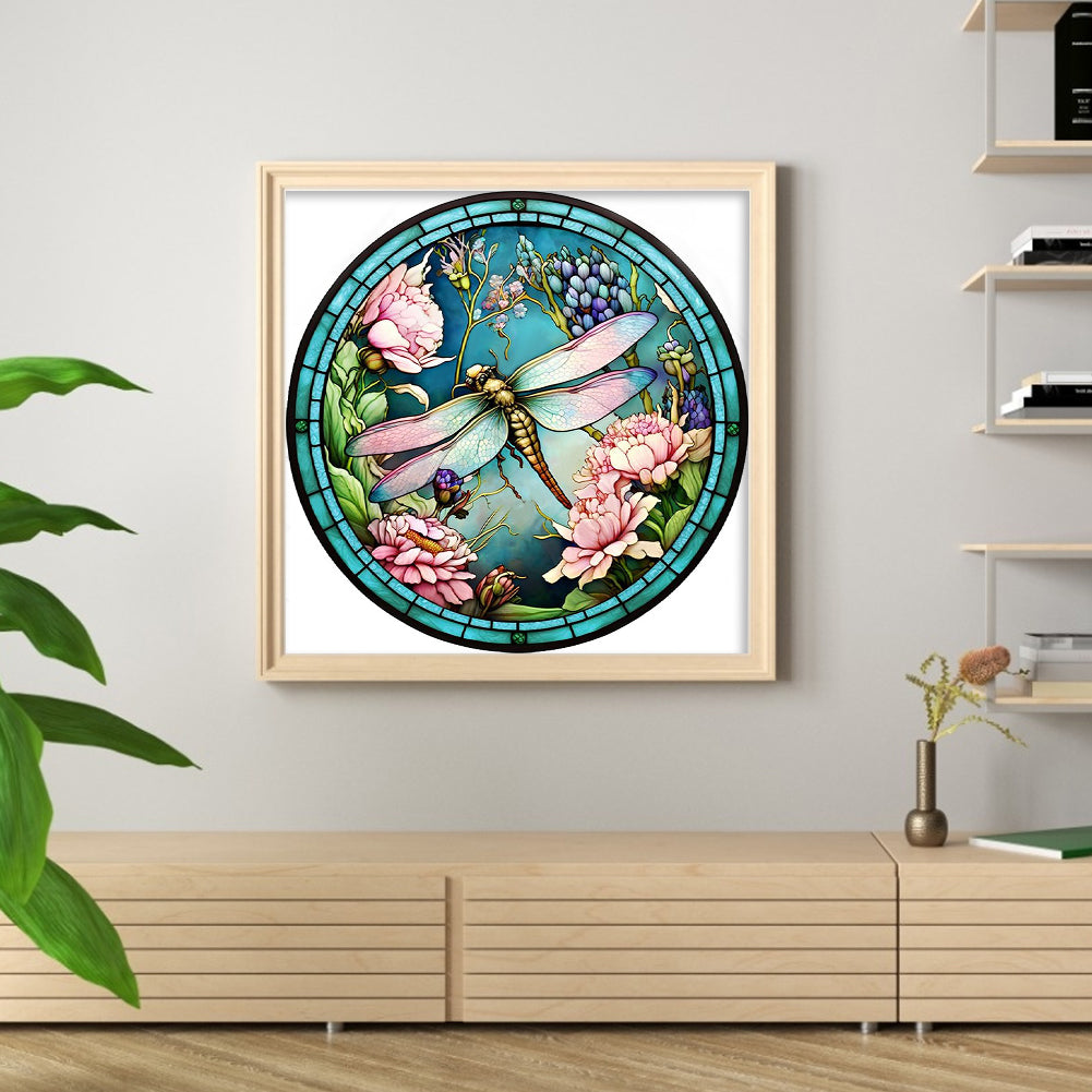 Glass Painting-Dragonfly - 11CT Stamped Cross Stitch 40*40CM