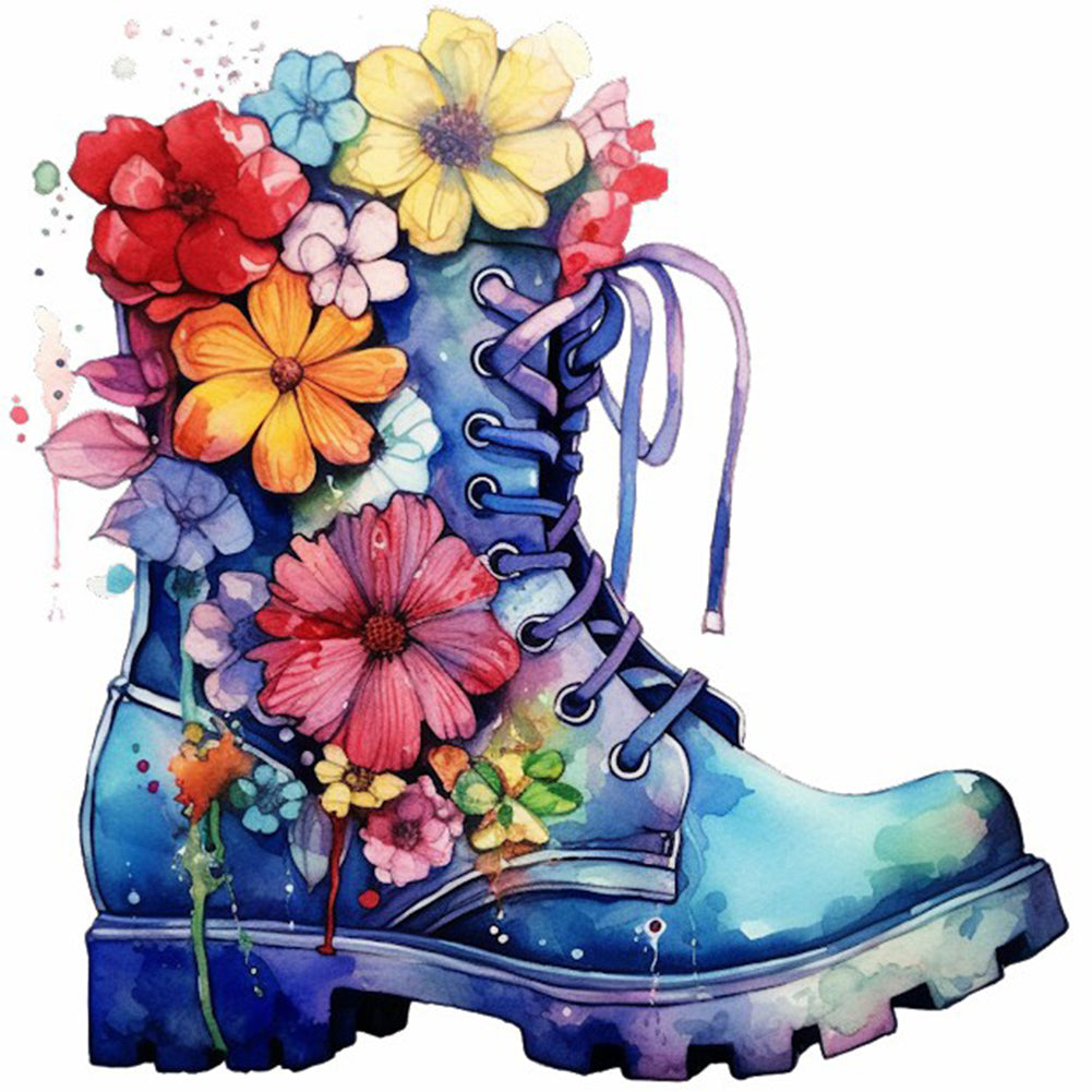 Floral Military Boots - Full Round Drill Diamond Painting 30*30CM
