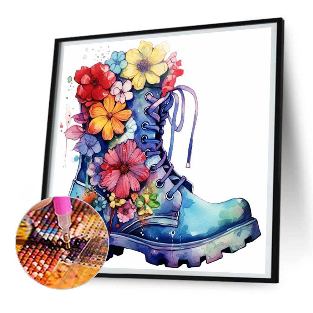 Floral Military Boots - Full Round Drill Diamond Painting 30*30CM