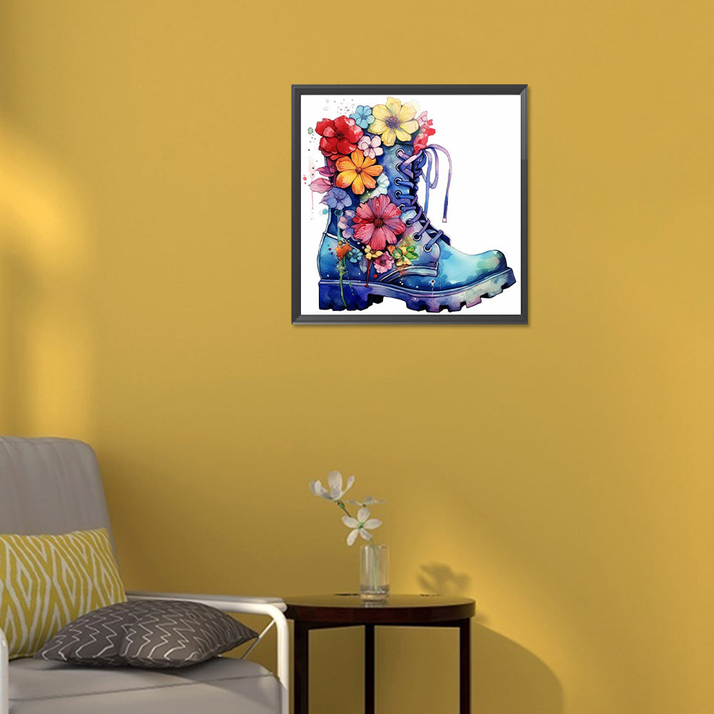 Floral Military Boots - Full Round Drill Diamond Painting 30*30CM