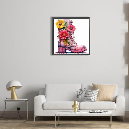 Floral Military Boots - Full Round Drill Diamond Painting 30*30CM
