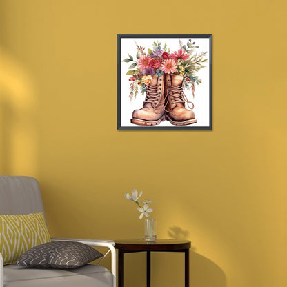 Floral Military Boots - Full Round Drill Diamond Painting 30*30CM