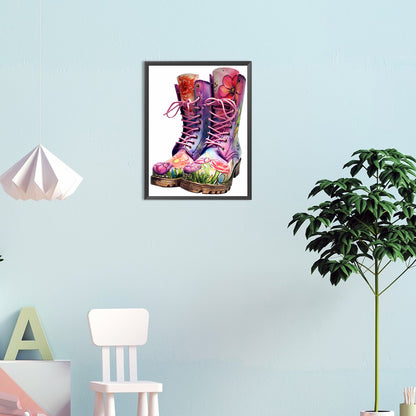 Floral Military Boots - Full Round Drill Diamond Painting 30*40CM