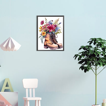 Floral Military Boots - Full Round Drill Diamond Painting 30*40CM