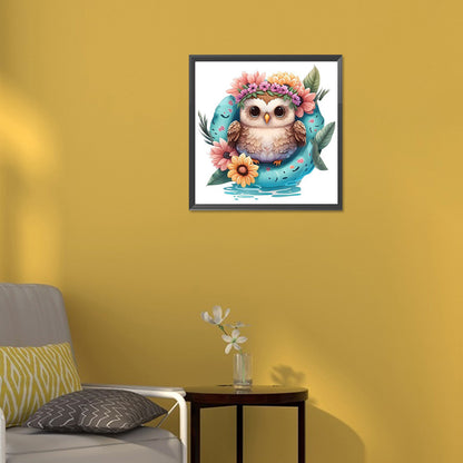 Summer Swimming Owl - Full Round Drill Diamond Painting 30*30CM