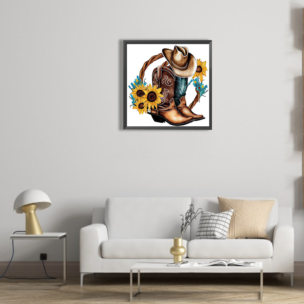Cowboy Hats And Boots - Full Round Drill Diamond Painting 30*30CM
