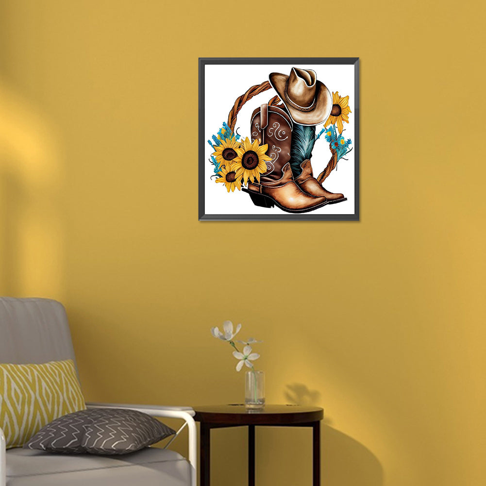 Cowboy Hats And Boots - Full Round Drill Diamond Painting 30*30CM