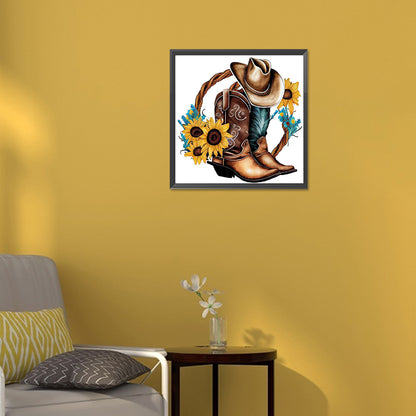 Cowboy Hats And Boots - Full Round Drill Diamond Painting 30*30CM