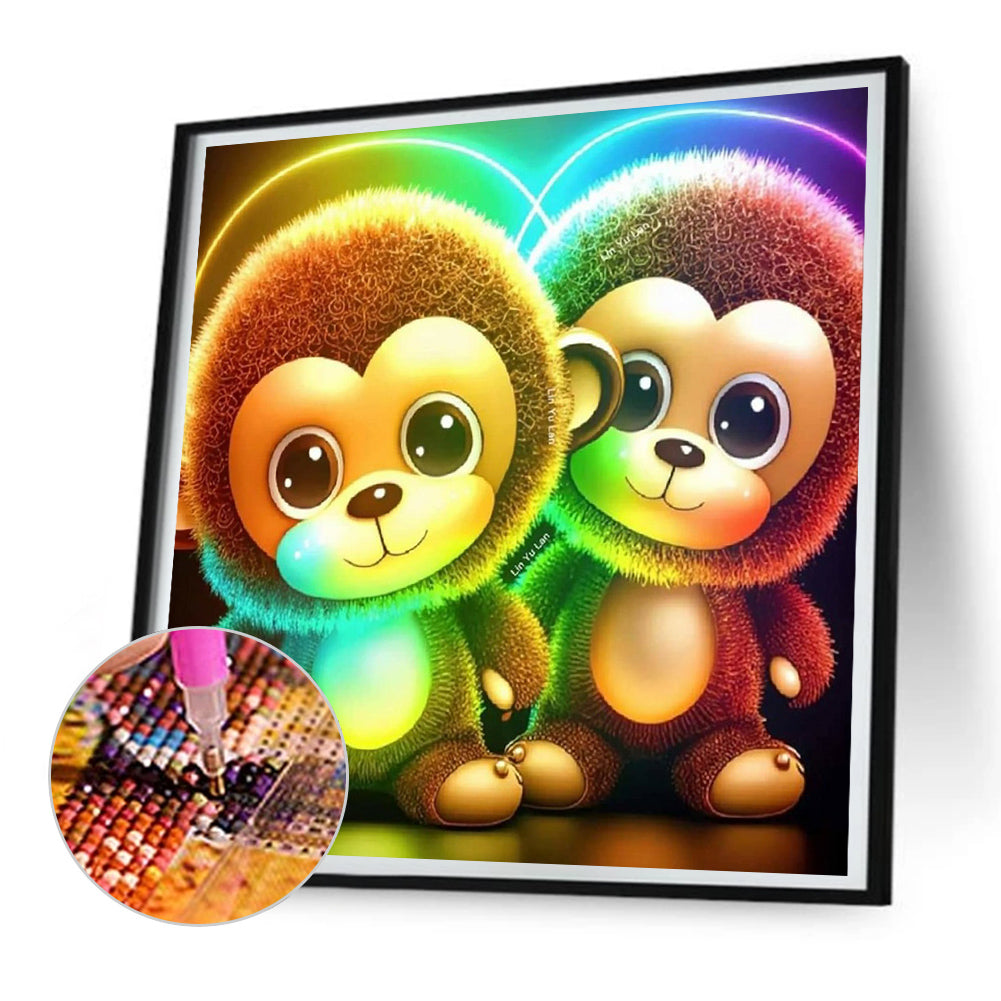 Colorful Little Monkey - Full Round Drill Diamond Painting 30*30CM