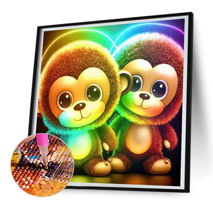 Colorful Little Monkey - Full Round Drill Diamond Painting 30*30CM