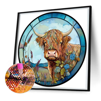 Round Plate Glass Painting Yak - Full Round Drill Diamond Painting 30*30CM