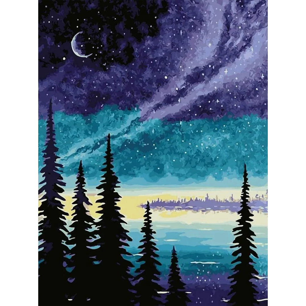 Woods Starry Night - Full Round Drill Diamond Painting 30*40CM