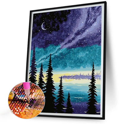 Woods Starry Night - Full Round Drill Diamond Painting 30*40CM