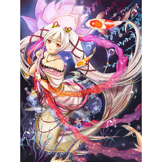 White Haired Mermaid - Full Round Drill Diamond Painting 30*40CM