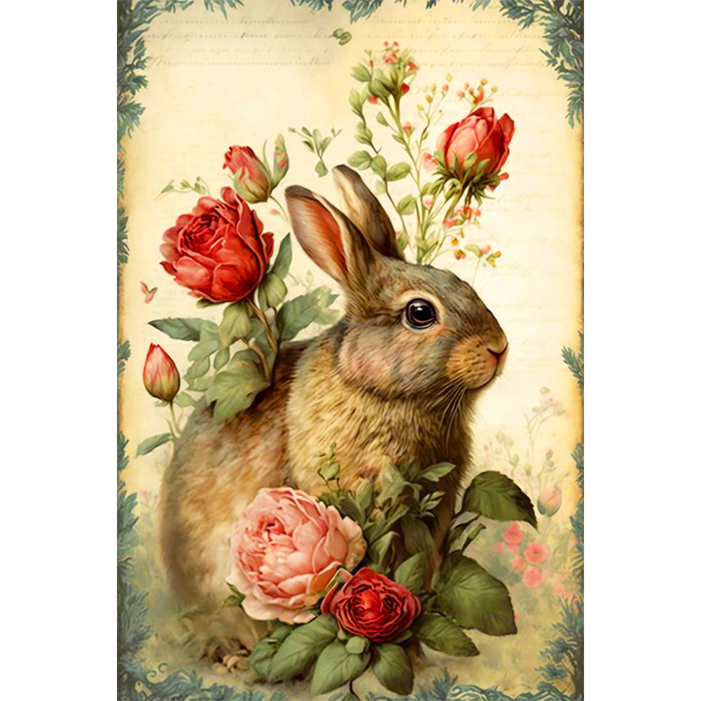 Flower Bunny - Full Round Drill Diamond Painting 40*60CM