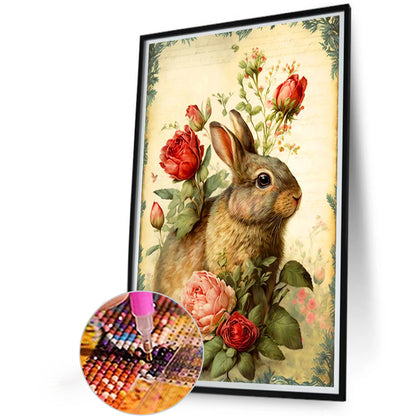 Flower Bunny - Full Round Drill Diamond Painting 40*60CM