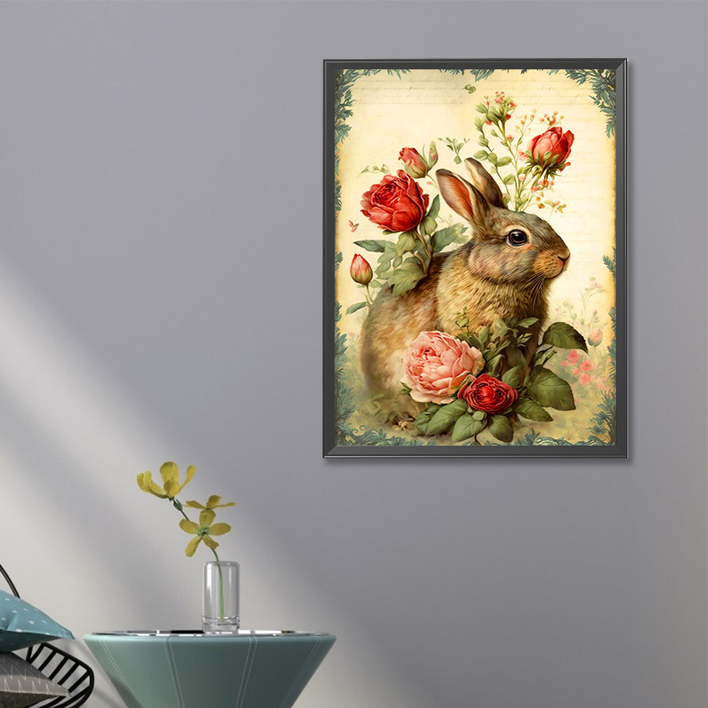 Flower Bunny - Full Round Drill Diamond Painting 40*60CM