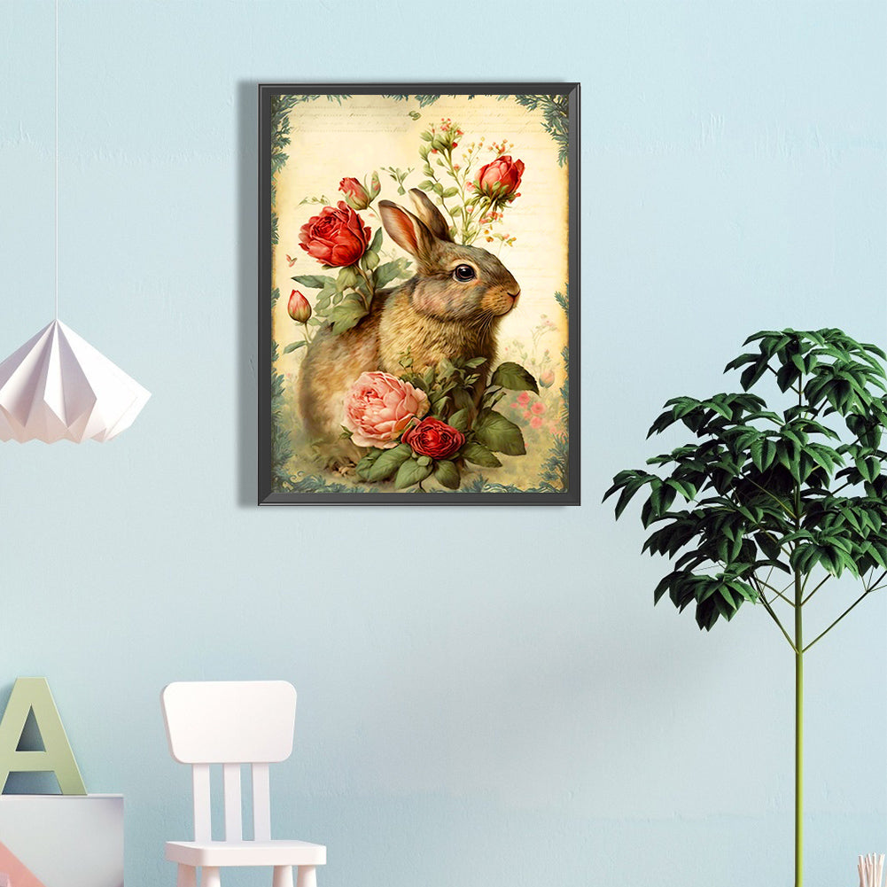 Flower Bunny - Full Round Drill Diamond Painting 40*60CM