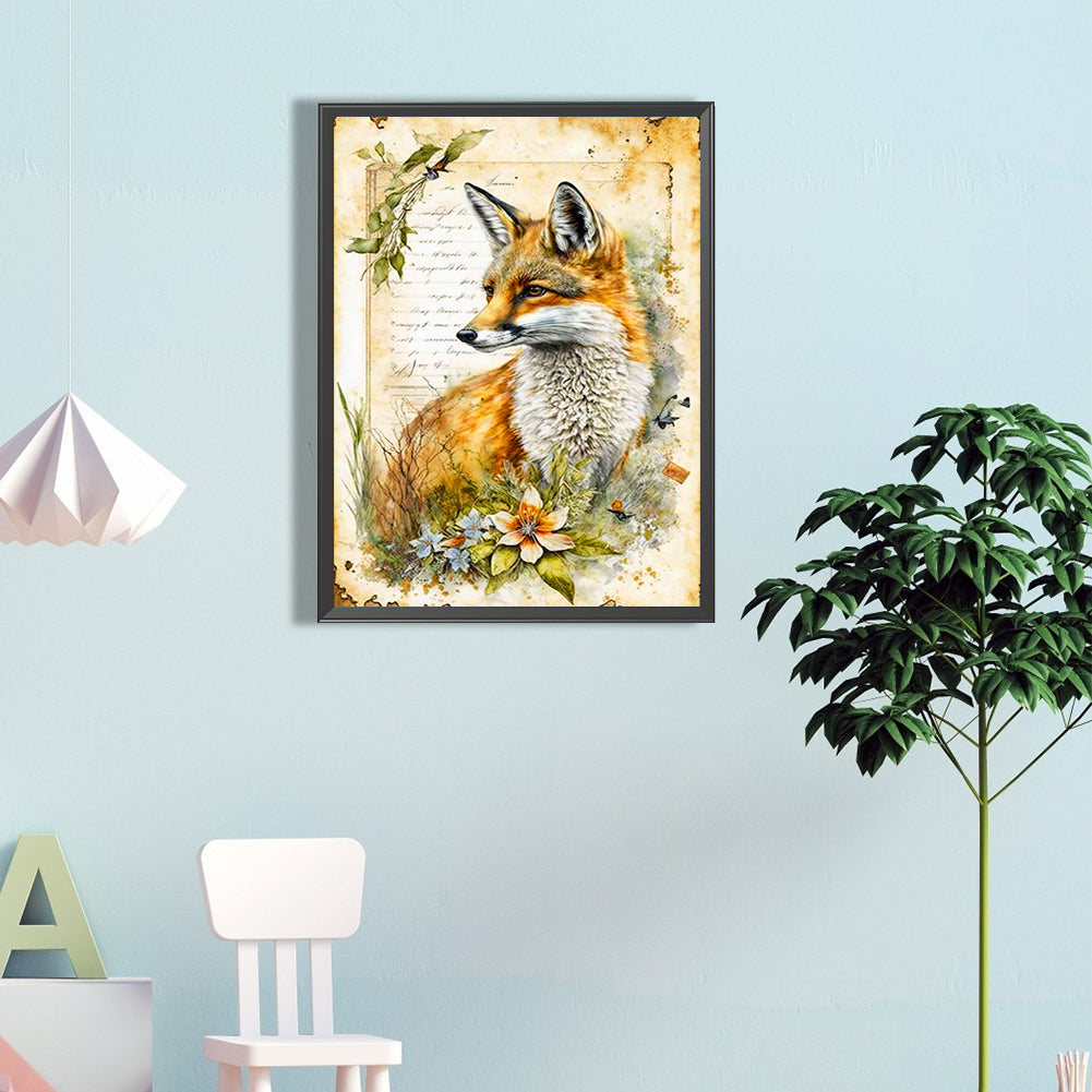 Fox In The Grass - Full Round Drill Diamond Painting 40*60CM