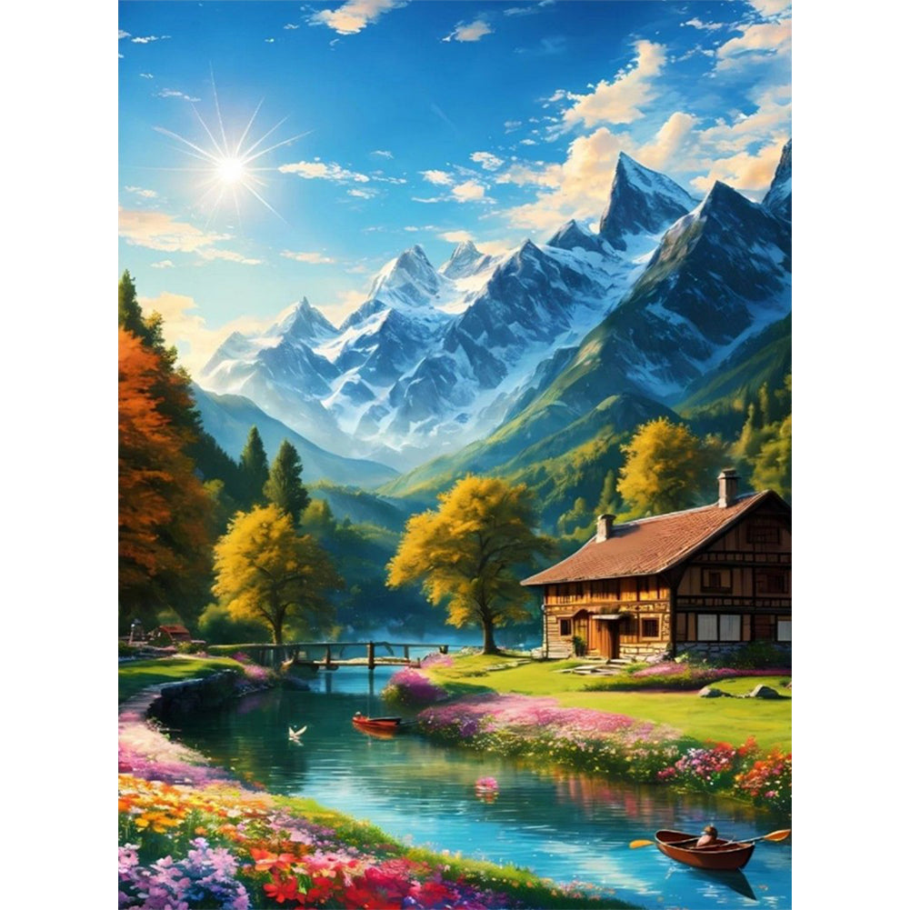 Mountain Stream - Full Round Drill Diamond Painting 30*40CM