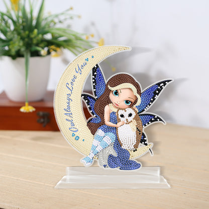 DIY Crystal Diamond Ornament Handmade Big Eyes Winged Doll Round Drill Kids Gift