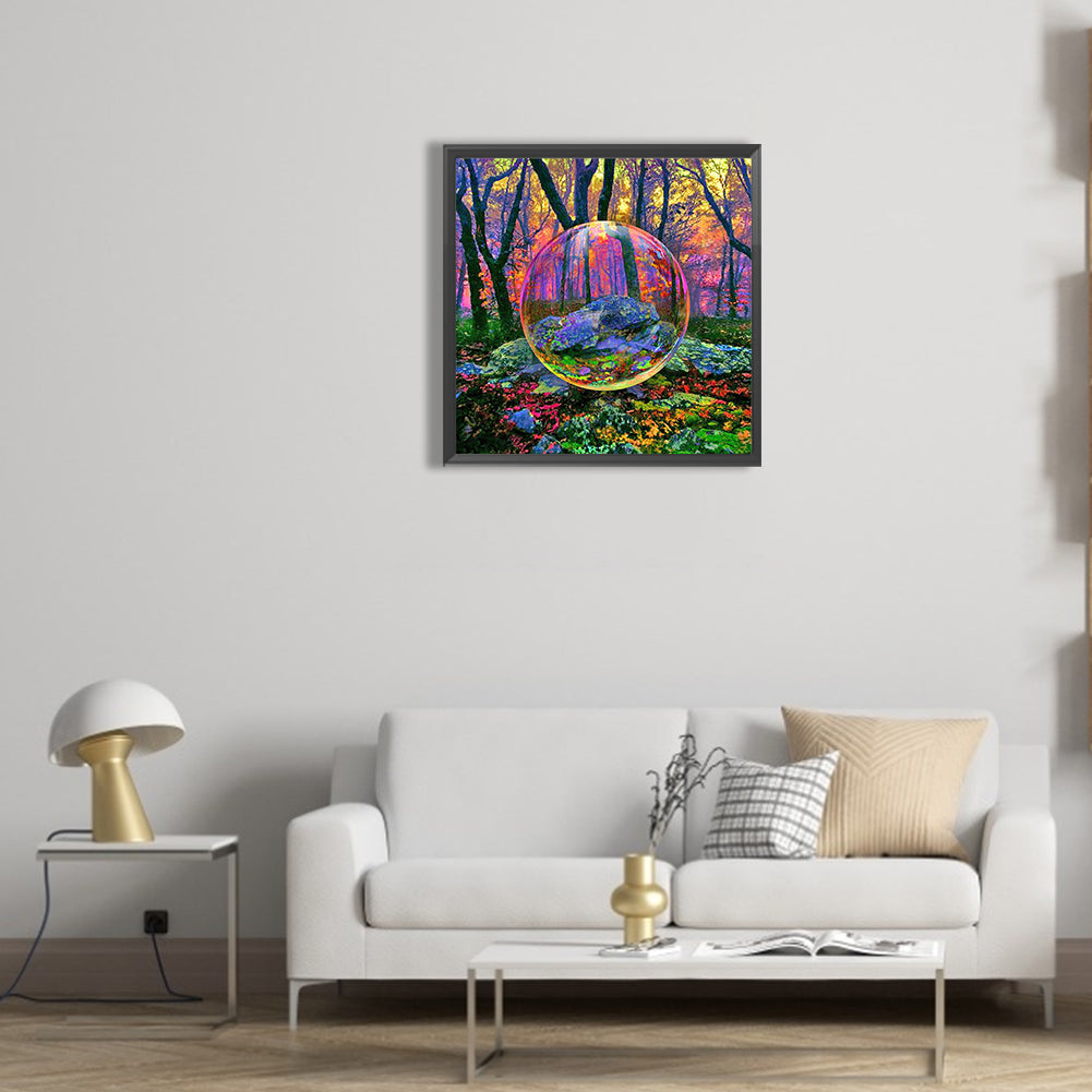 Water Drop Forest Magnifying Glass - Full Round Drill Diamond Painting 30*30CM