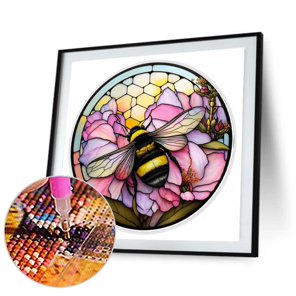 Round Plate Glass Painting Bee - Full Round Drill Diamond Painting 30*30CM