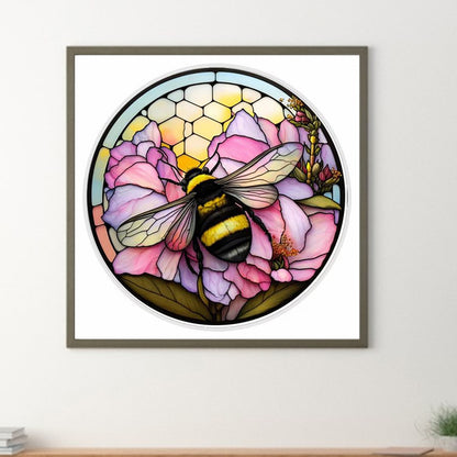 Round Plate Glass Painting Bee - Full Round Drill Diamond Painting 30*30CM