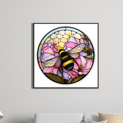 Round Plate Glass Painting Bee - Full Round Drill Diamond Painting 30*30CM