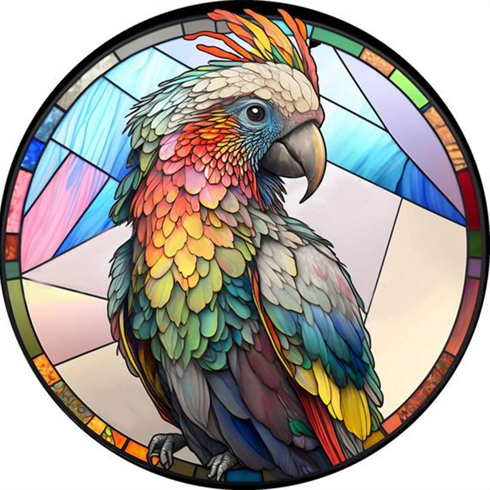 Round Plate Glass Painting Parrot - Full Round Drill Diamond Painting 30*30CM