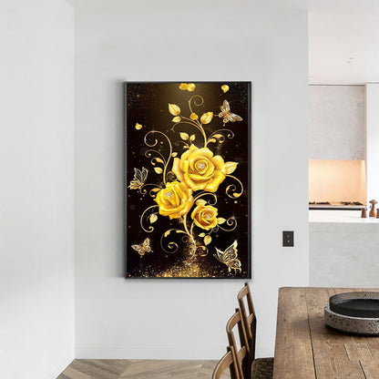 Golden Romantic Rose - Full Round Drill Diamond Painting 40*60CM