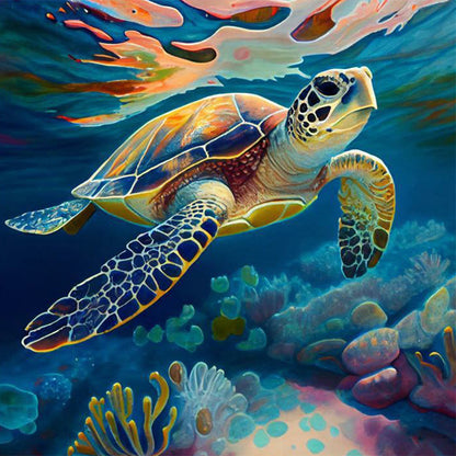 Sea Turtle - Full Round Drill Diamond Painting 30*30CM