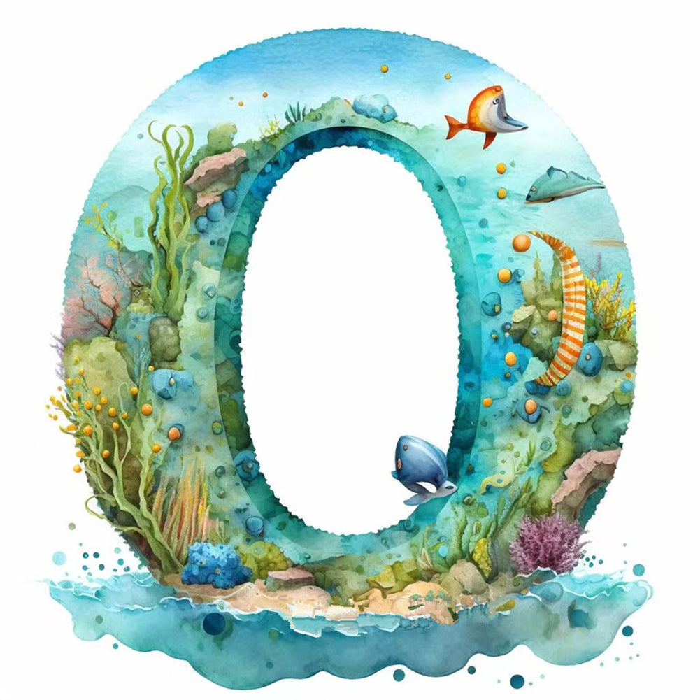 Blue Ocean Love Calligraphy And Painting - Full Round Drill Diamond Painting 30*30CM