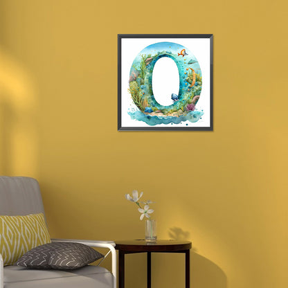 Blue Ocean Love Calligraphy And Painting - Full Round Drill Diamond Painting 30*30CM