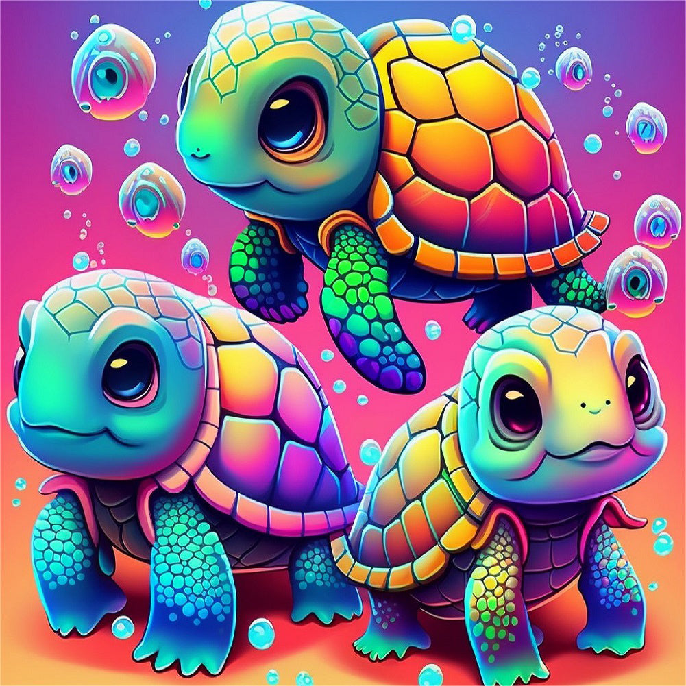 Three Turtles - Full Round Drill Diamond Painting 30*30CM