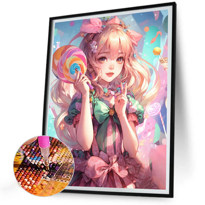 Candy Manga Girl - Full Round Drill Diamond Painting 30*40CM