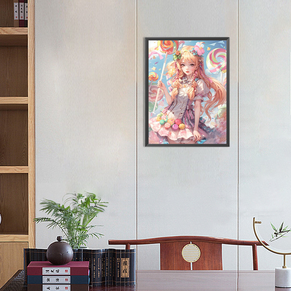 Candy Manga Girl - Full Round Drill Diamond Painting 30*40CM