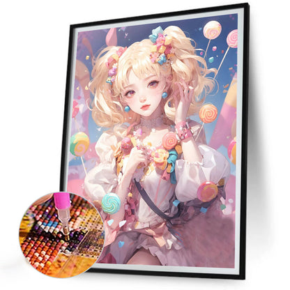 Candy Manga Girl - Full Round Drill Diamond Painting 30*40CM