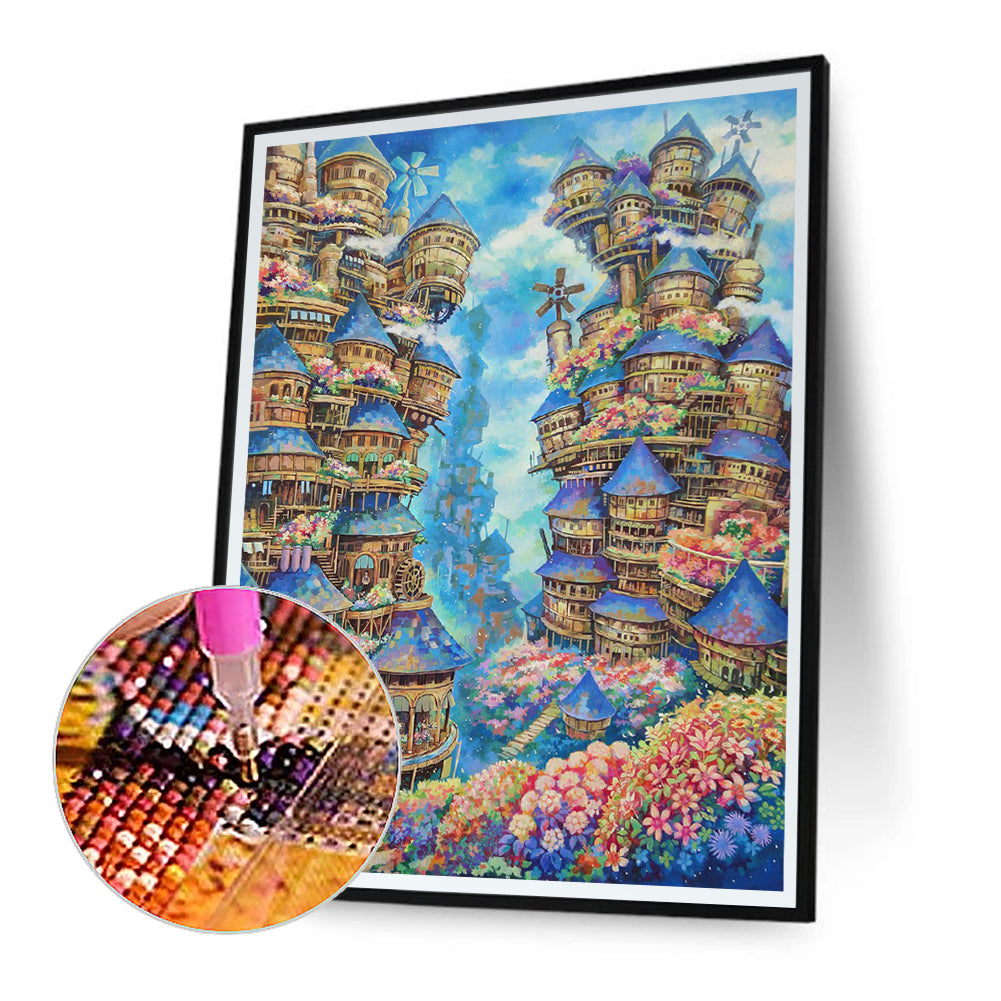 Dream Flower House - Full Round Drill Diamond Painting 40*50CM